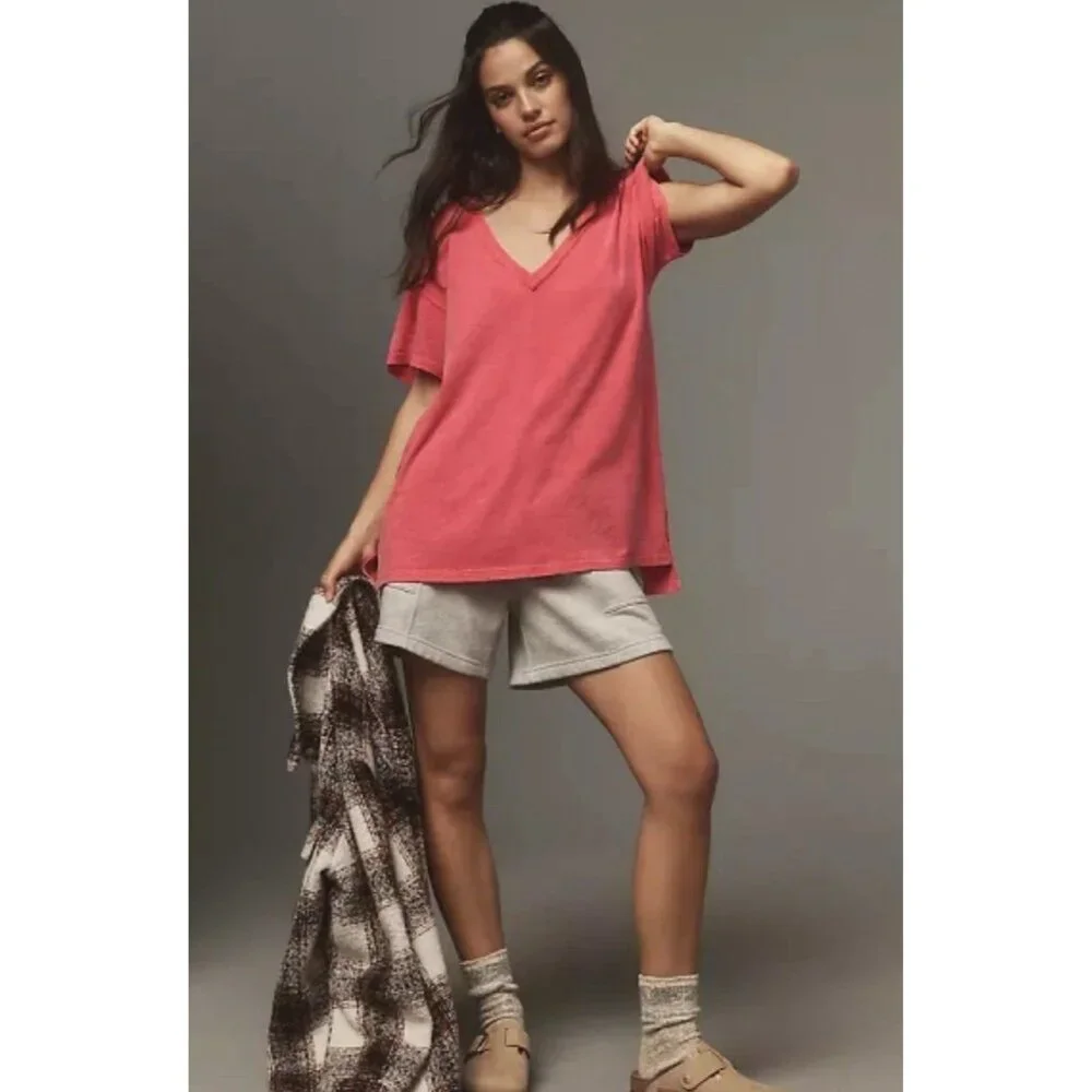 Anthropologie Pilcro Jordyn Perfect Oversized Cotton Slub Tee Size Large - Picture 1 of 7